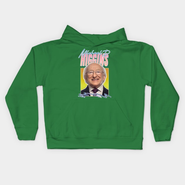 Michael D Higgins / Retro Style Fan Design Kids Hoodie by feck!